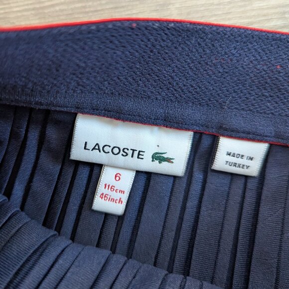 Lacoste Kids Pleated Skirt Elastic Waist Tennis Preppy Classic Navy Red 6 - Picture 4 of 6
